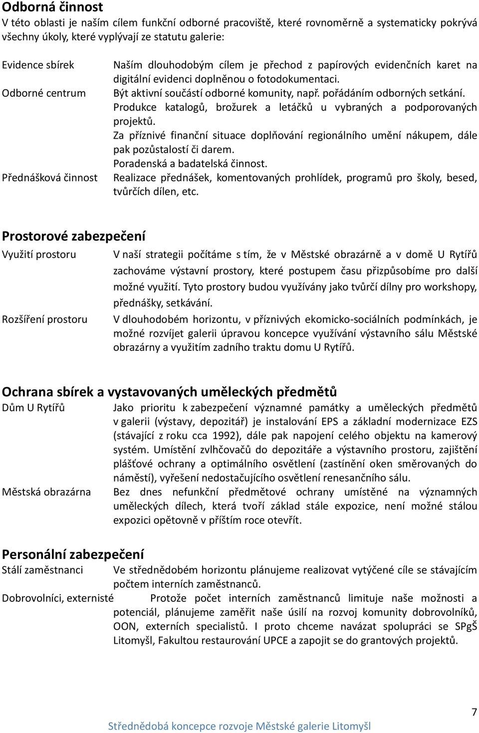 pořádáním odborných setkání. Produkce katalogů, brožurek a letáčků u vybraných a podporovaných projektů.