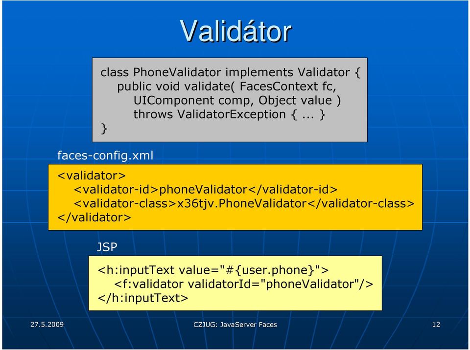 xml <validator> <validator-id>phonevalidator</validator-id> <validator-class>x36tjv.