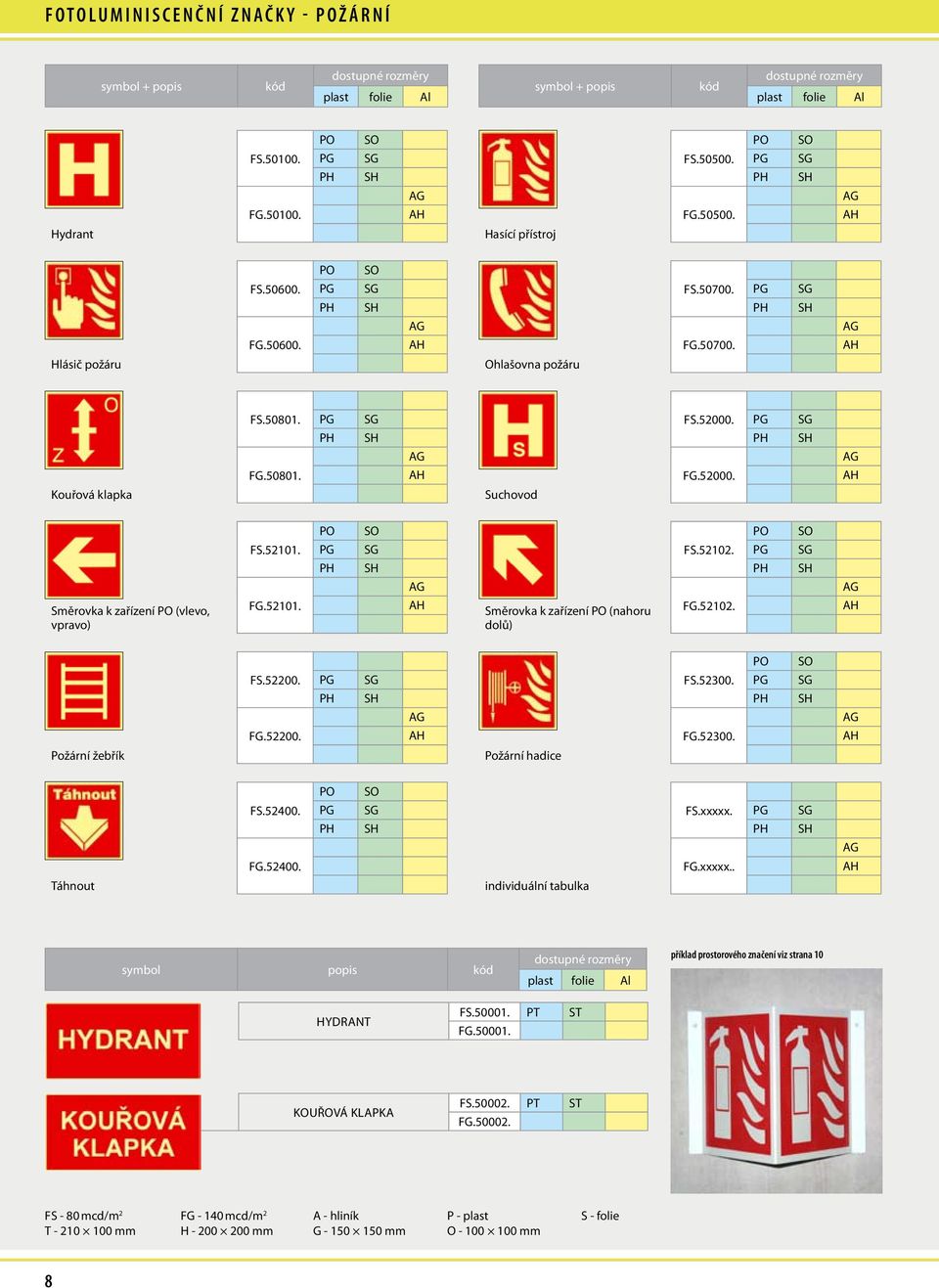 PG SG PH SH PH SH Suchovod FG.52000. Směrovka k zařízení PO (vlevo, vpravo) FS.52101. FG.52101. PO SO PG SG FS.52102. PG SG PH SH PH SH Směrovka k zařízení PO (nahoru dolů) FG.52102. PO SO Požární žebřík FS.