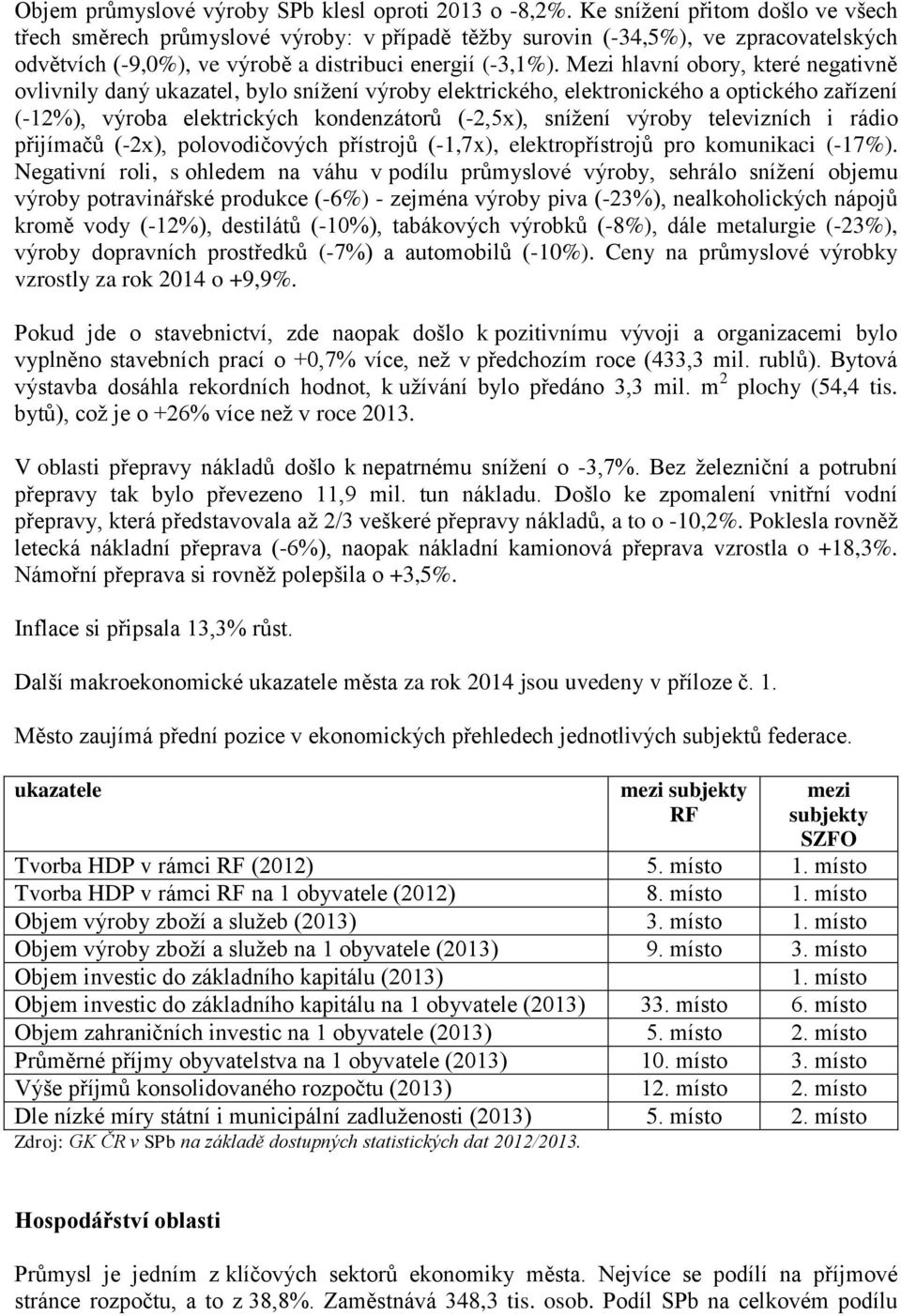 Mezi hlavní obory, které negativně ovlivnily daný ukazatel, bylo snížení výroby elektrického, elektronického a optického zařízení (-12%), výroba elektrických kondenzátorů (-2,5x), snížení výroby