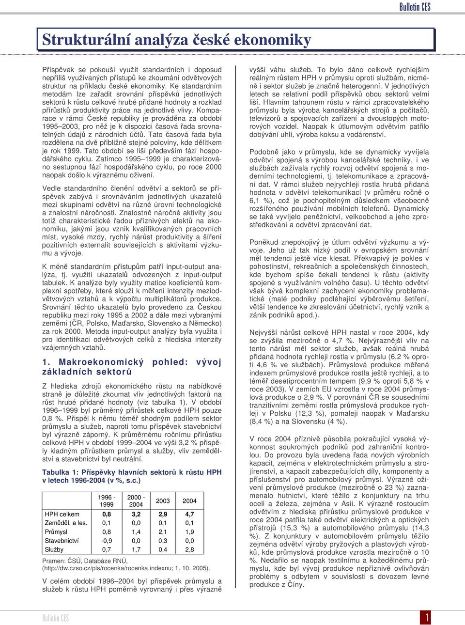 Komparace v rámci České republiky je prováděna za období 1995 2003, pro něž je k dispozici časová řada srovnatelných údajů z národních účtů.