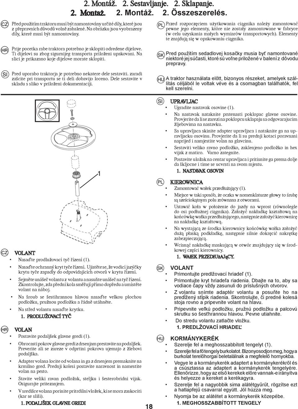 Przed rozpoczêciem u ytkowania ci¹gnika nale y zamontowaæ pewne jego elementy, które nie zosta³y zamontowane w fabryce (w celu uzyskania ma³ych wymiarów transportowych).