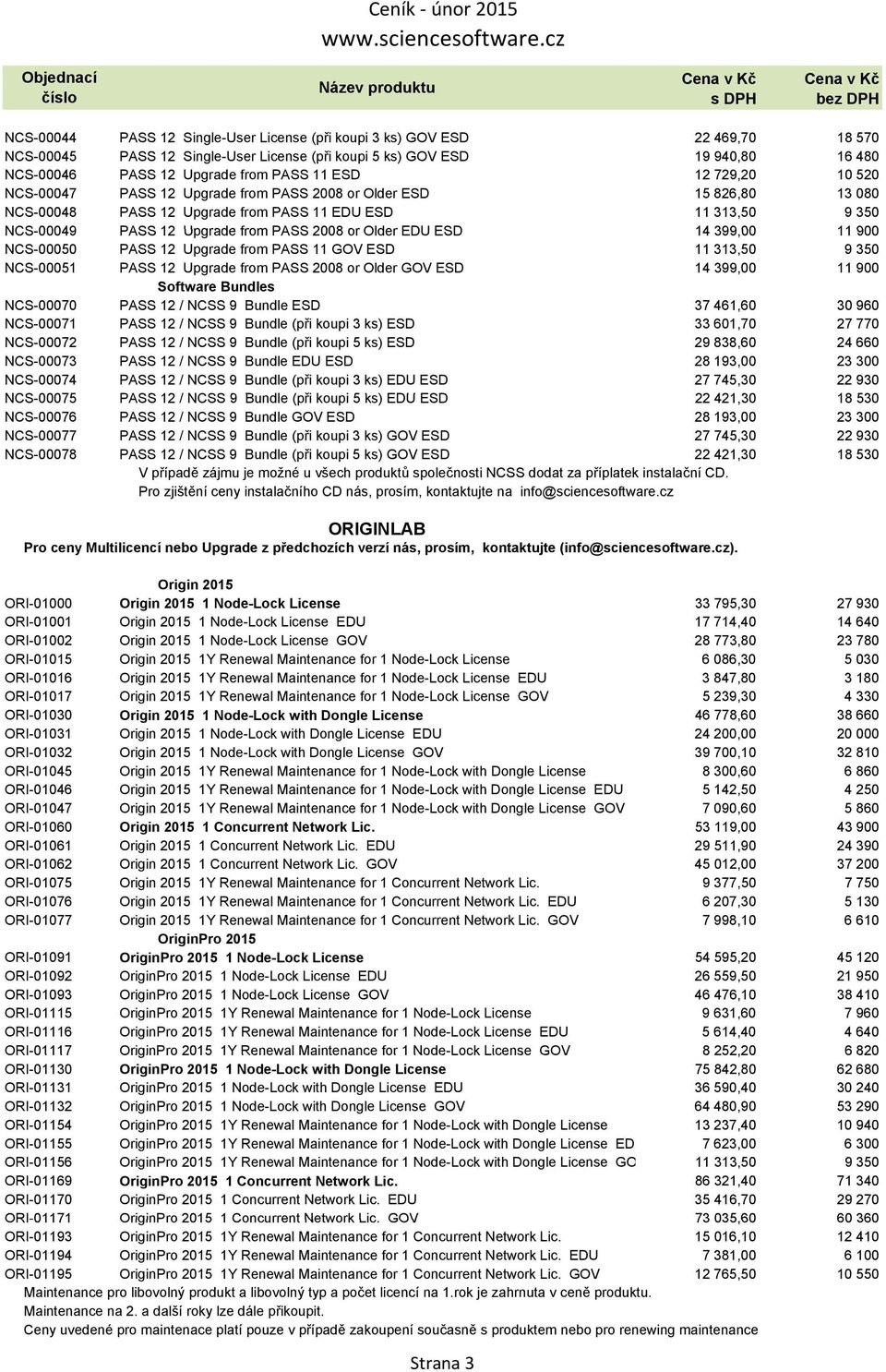 Older EDU ESD 14 399,00 11 900 NCS-00050 PASS 12 Upgrade from PASS 11 GOV ESD 11 313,50 9 350 NCS-00051 PASS 12 Upgrade from PASS 2008 or Older GOV ESD 14 399,00 11 900 Software Bundles NCS-00070