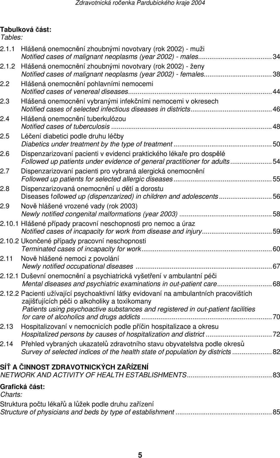 3 Hlášená onemocnění vybranými infekčními nemocemi v okresech Notified cases of selected infectious diseases in districts...46 2.4 Hlášená onemocnění tuberkulózou Notified cases of tuberculosis...48 2.