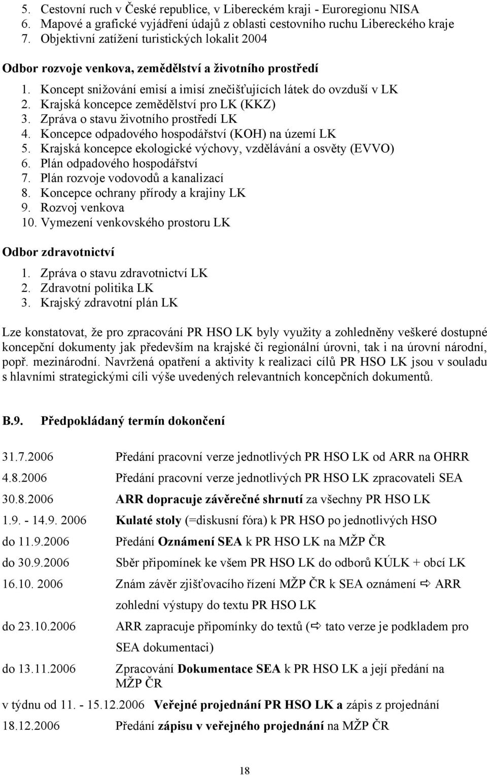 Krajská koncepce zemědělství pro LK (KKZ) 3. Zpráva o stavu životního prostředí LK 4. Koncepce odpadového hospodářství (KOH) na území LK 5.