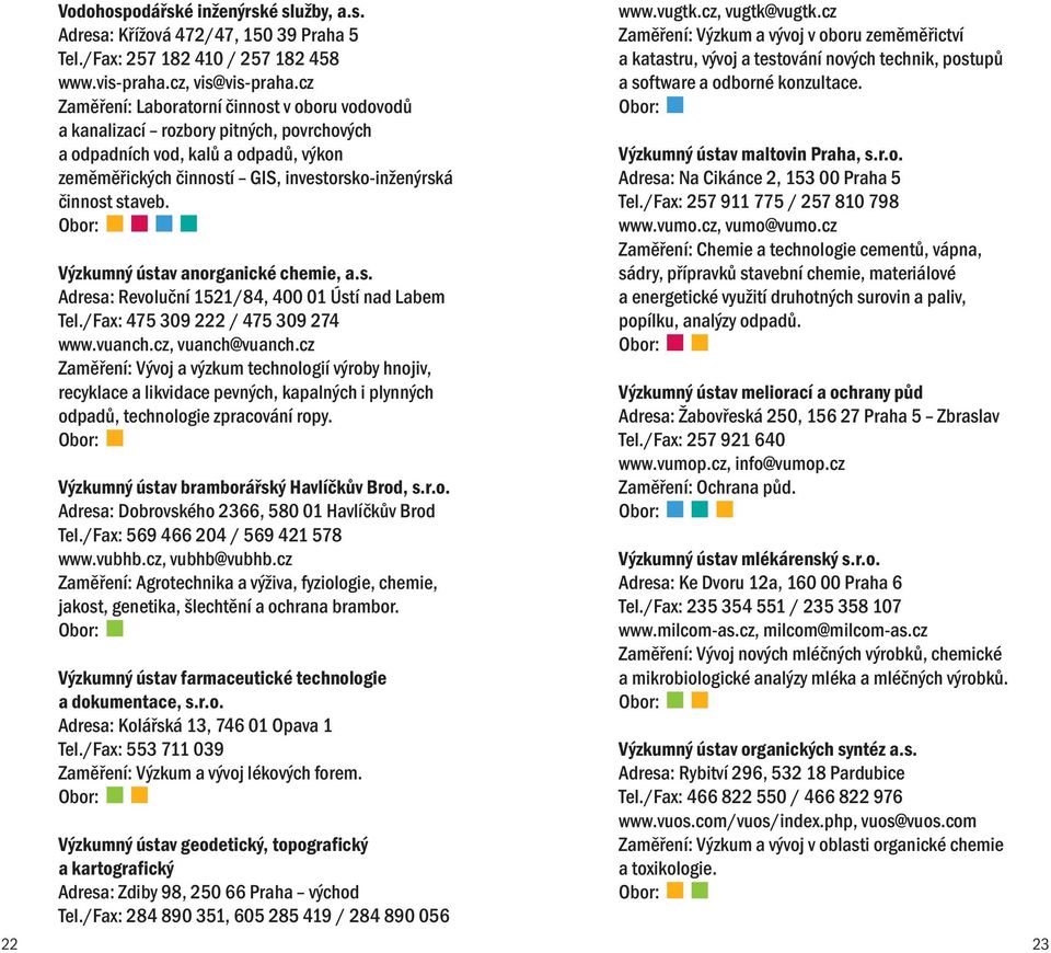 Výzkumný ústav anorganické chemie, a.s. Adresa: Revoluční 1521/84, 400 01 Ústí nad Labem Tel./Fax: 475 309 222 / 475 309 274 www.vuanch.cz, vuanch@vuanch.