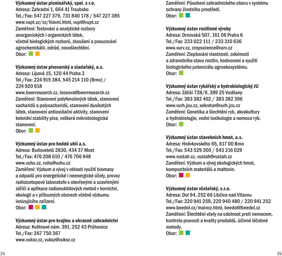 Výzkumný ústav pivovarský a sladařský, a.s. Adresa: Lípová 15, 120 44 Praha 2 Tel./Fax: 224 915 384, 545 214 110 (Brno) / 224 920 618 www.beerresearch.cz, loosova@beerresearch.