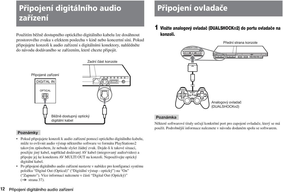 Připojení ovladače 1 VloÏte analogov ovladaã (DUALSHOCK 2) do portu ovladaãe na konzoli.