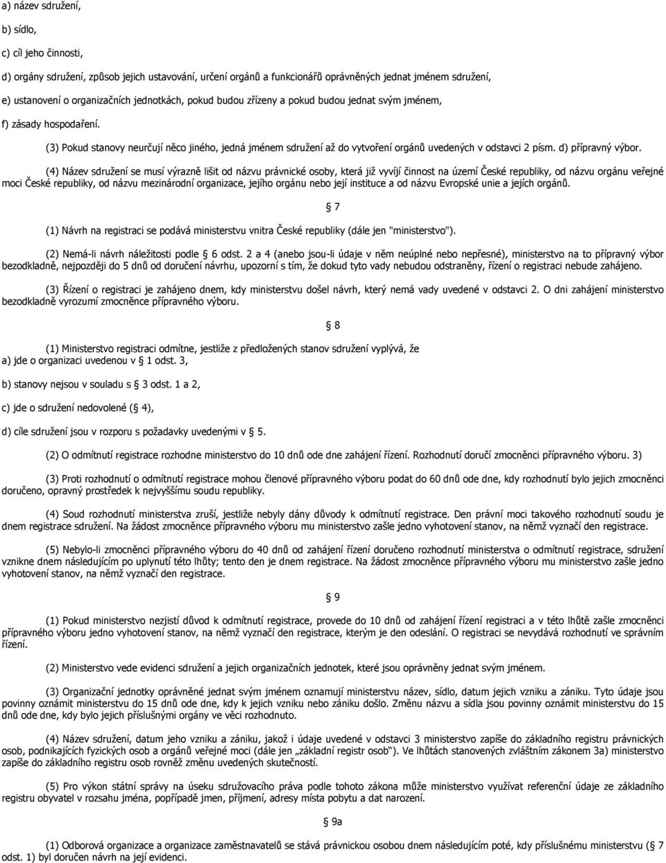 (3) Pokud stanovy neurčují něco jiného, jedná jménem sdružení až do vytvoření orgánů uvedených v odstavci 2 písm. d) přípravný výbor.