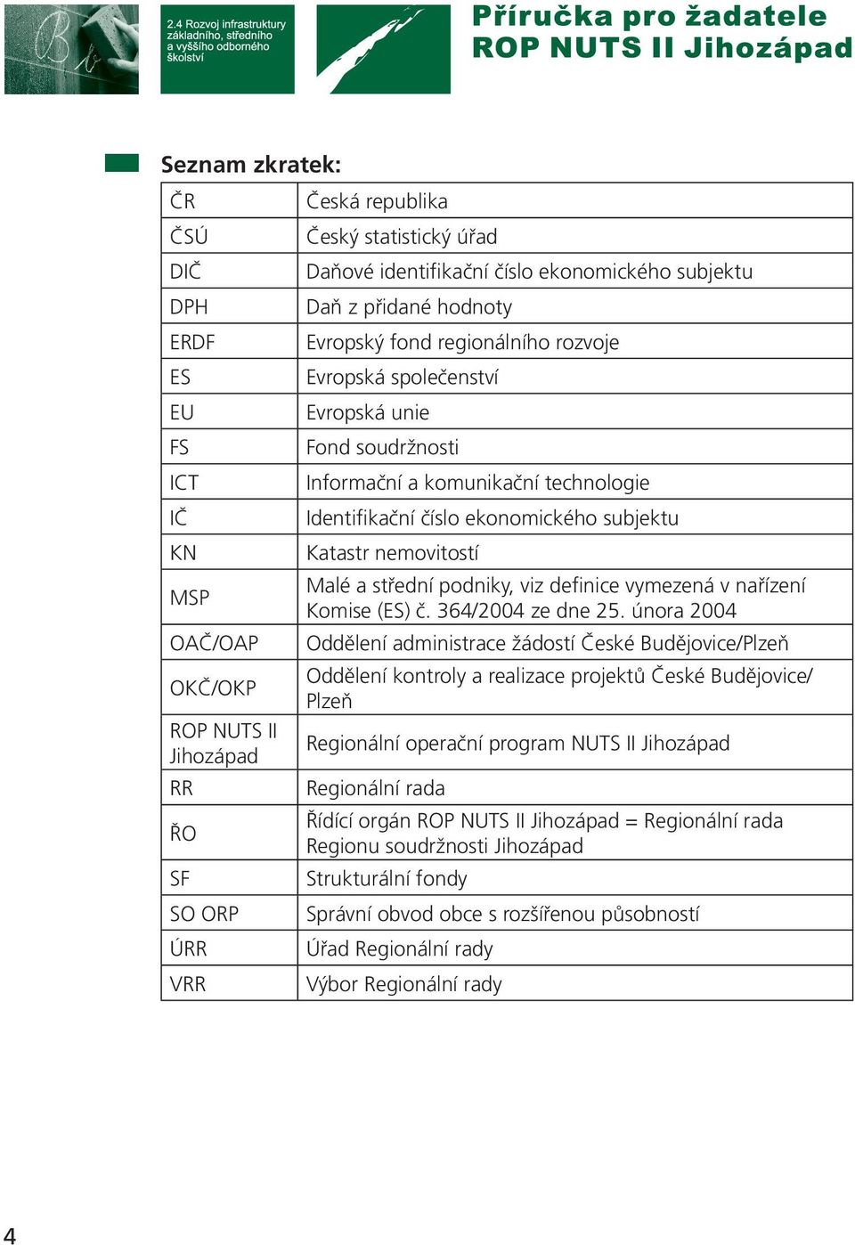 Katastr nemovitostí Malé a střední podniky, viz definice vymezená v nařízení Komise (ES) č. 364/2004 ze dne 25.