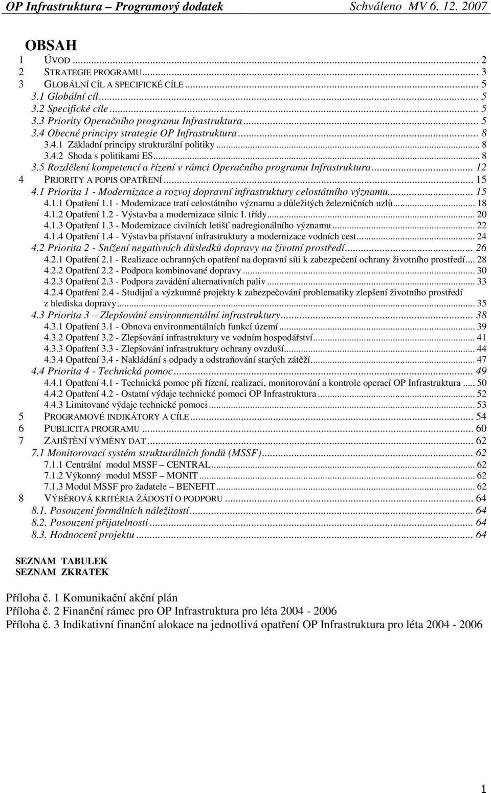 .. 15 4.1 Priorita 1 - Modernizace a rozvoj dopravní infrastruktury celostátního významu... 15 4.1.1 Opatření 1.1 - Modernizace tratí celostátního významu a důležitých železničních uzlů... 18 4.1.2 Opatření 1.