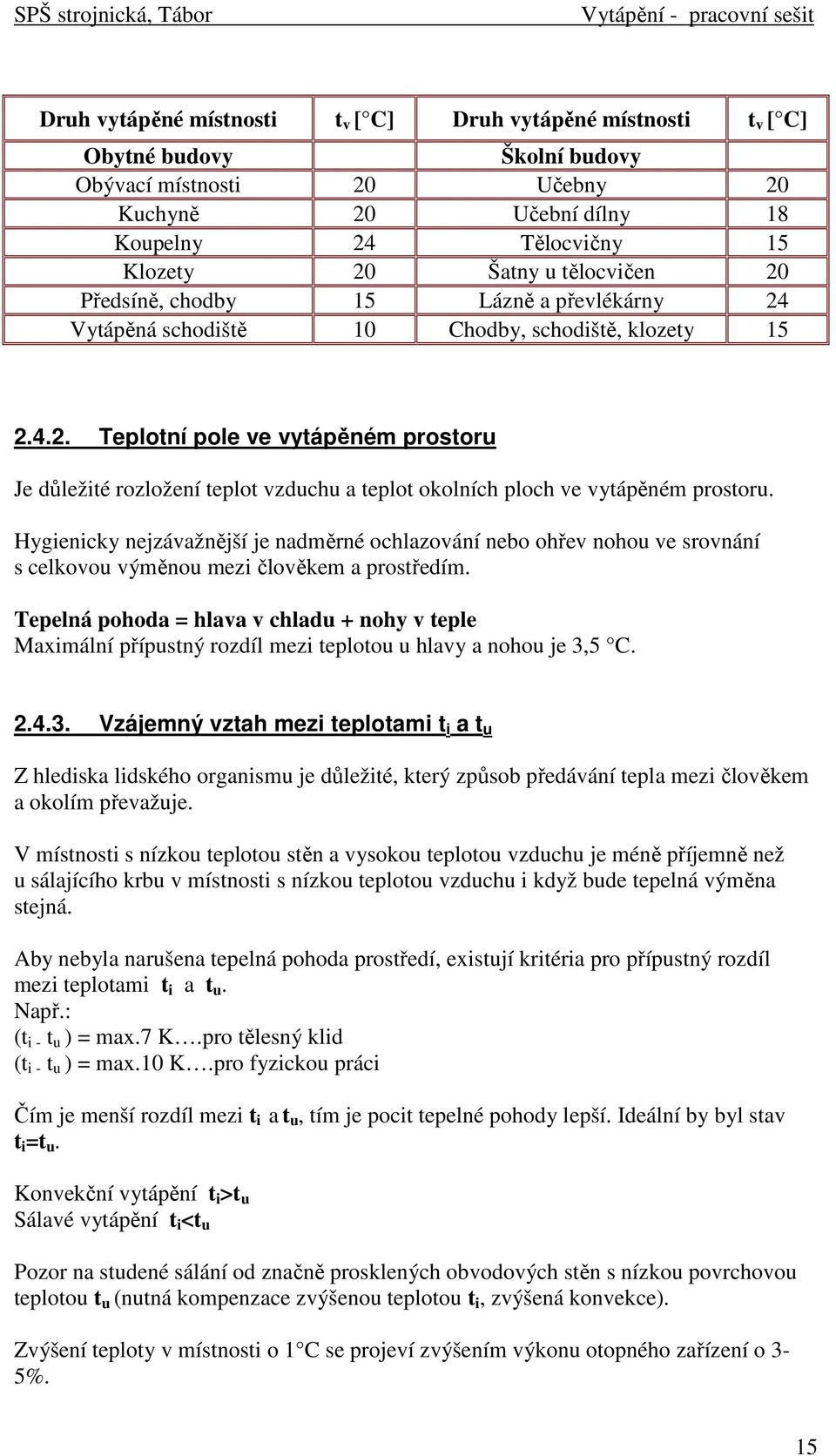 Hygienicky nejzávažnější je nadměrné ochlazování nebo ohřev nohou ve srovnání s celkovou výměnou mezi člověkem a prostředím.