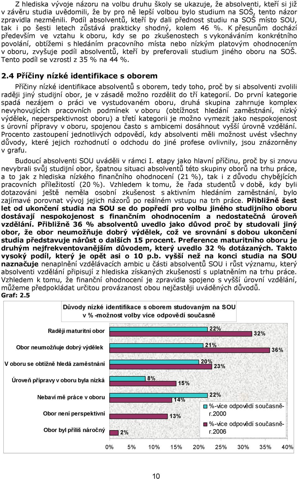 K přesunům dochází především ve vztahu k oboru, kdy se po zkušenostech s vykonáváním konkrétního povolání, obtížemi s hledáním pracovního místa nebo nízkým platovým ohodnocením v oboru, zvyšuje podíl