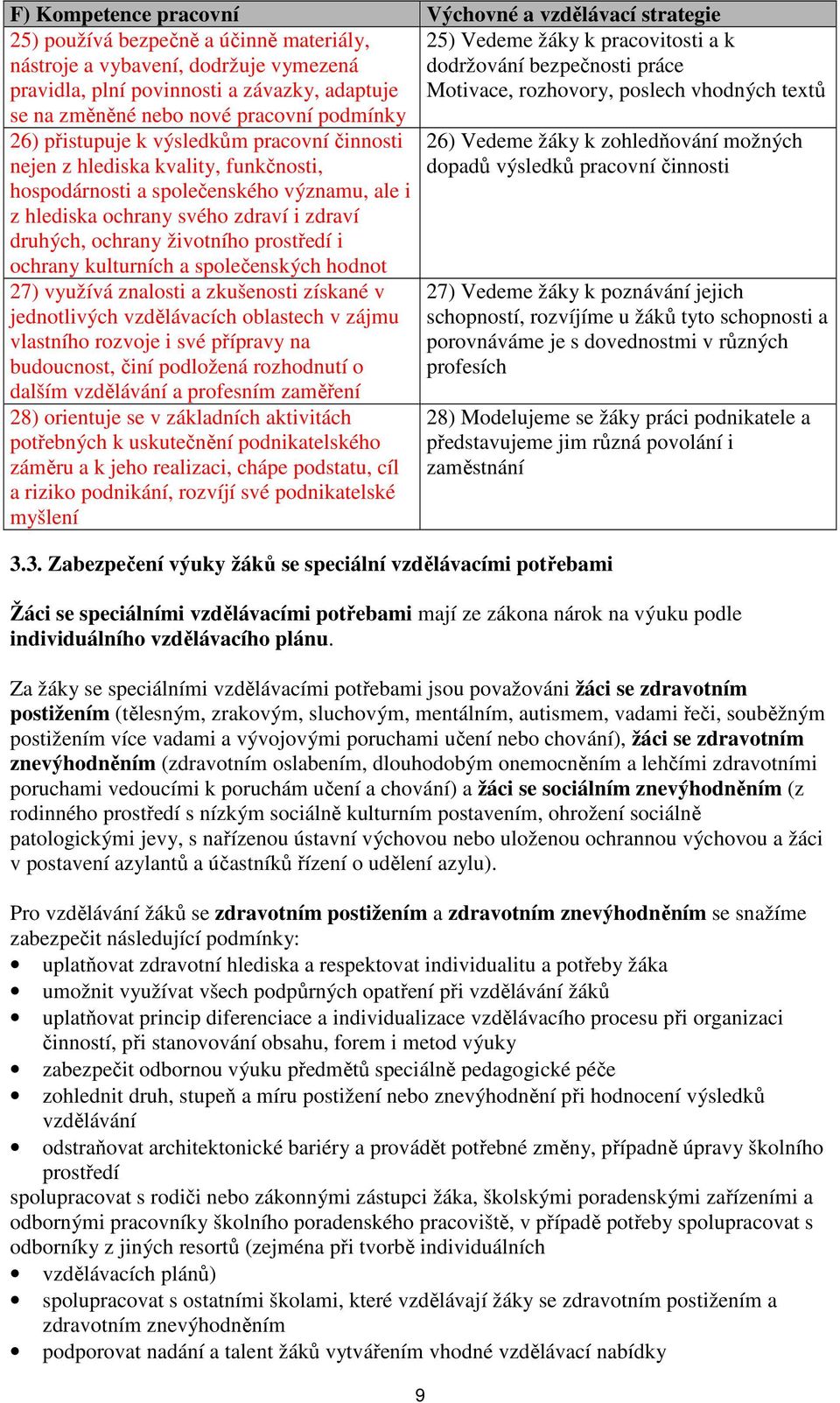 druhých, ochrany životního prostředí i ochrany kulturních a společenských hodnot 27) využívá znalosti a zkušenosti získané v jednotlivých vzdělávacích oblastech v zájmu vlastního rozvoje i své