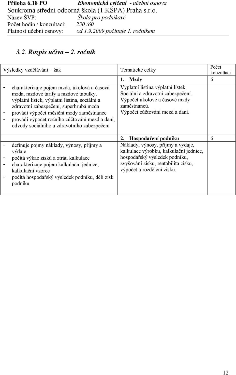 - provádí výpočet měsíční mzdy zaměstnance - provádí výpočet ročního zúčtování mezd a daní, odvody sociálního a zdravotního zabezpečení - definuje pojmy náklady, výnosy, příjmy a výdaje - počítá