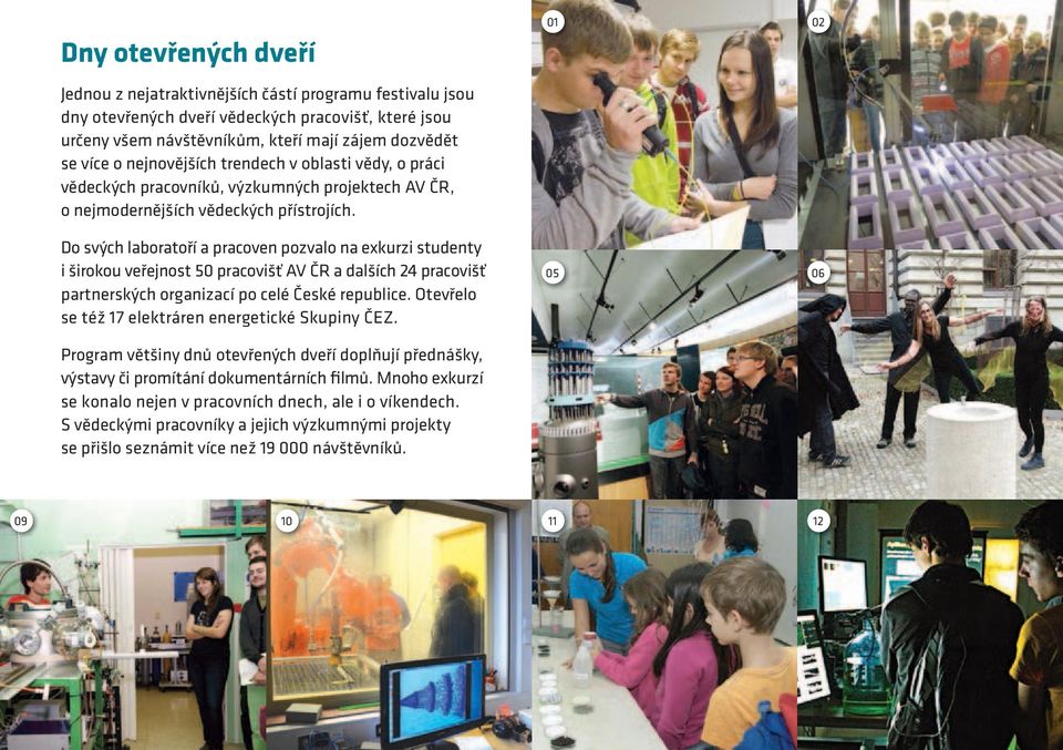 Do svých laboratoří a pracoven pozvalo na exkurzi studenty i širokou veřejnost 50 pracovišť AV ČR a dalších 24 pracovišť partnerských organizací po celé České republice.