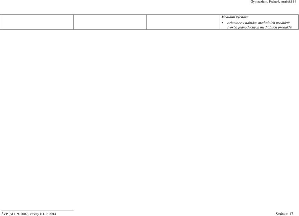 jednoduchých mediálních produktů ŠVP