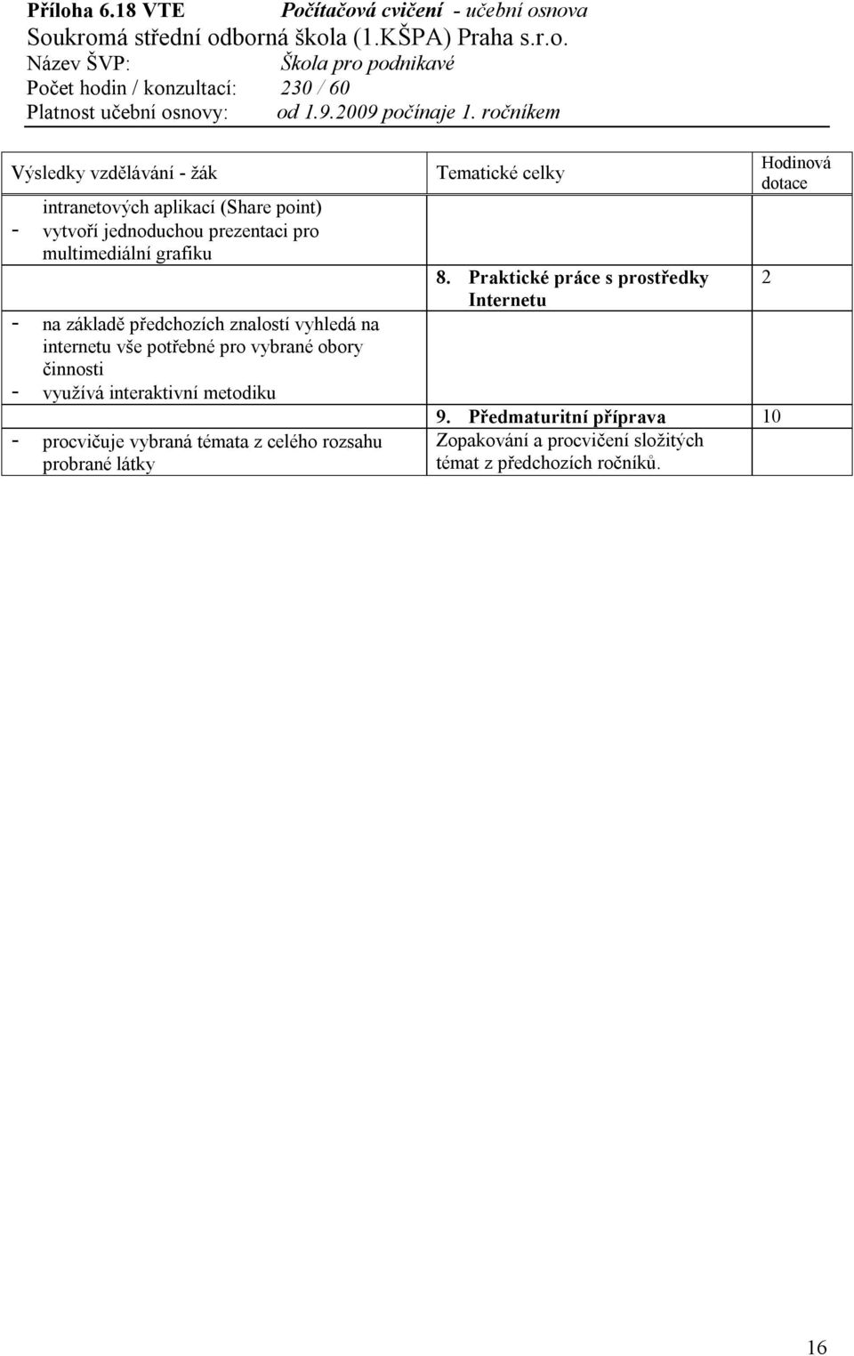 metodiku - procvičuje vybraná témata z celého rozsahu probrané látky 8.