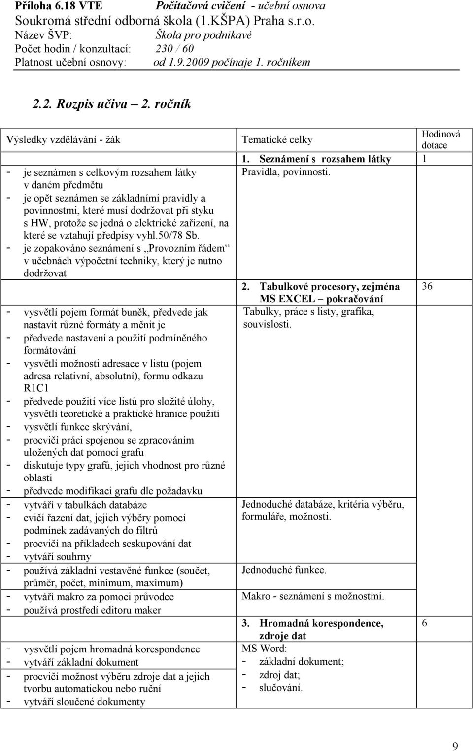 na které se vztahují předpisy vyhl.50/78 Sb.