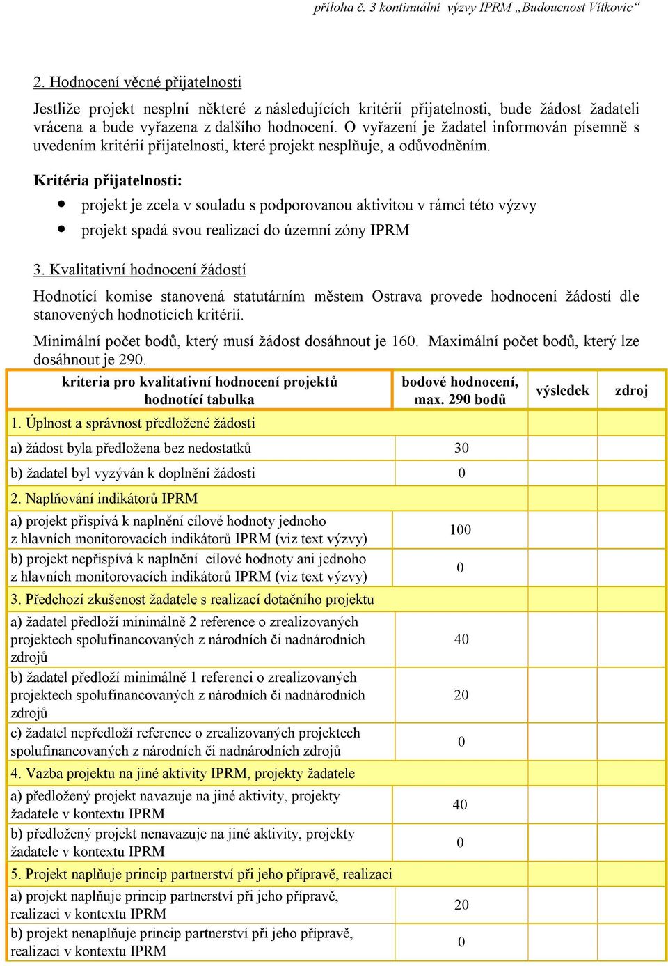 O vyřazení je žadatel informován písemně s uvedením kritérií přijatelnosti, které projekt nesplňuje, a odůvodněním.