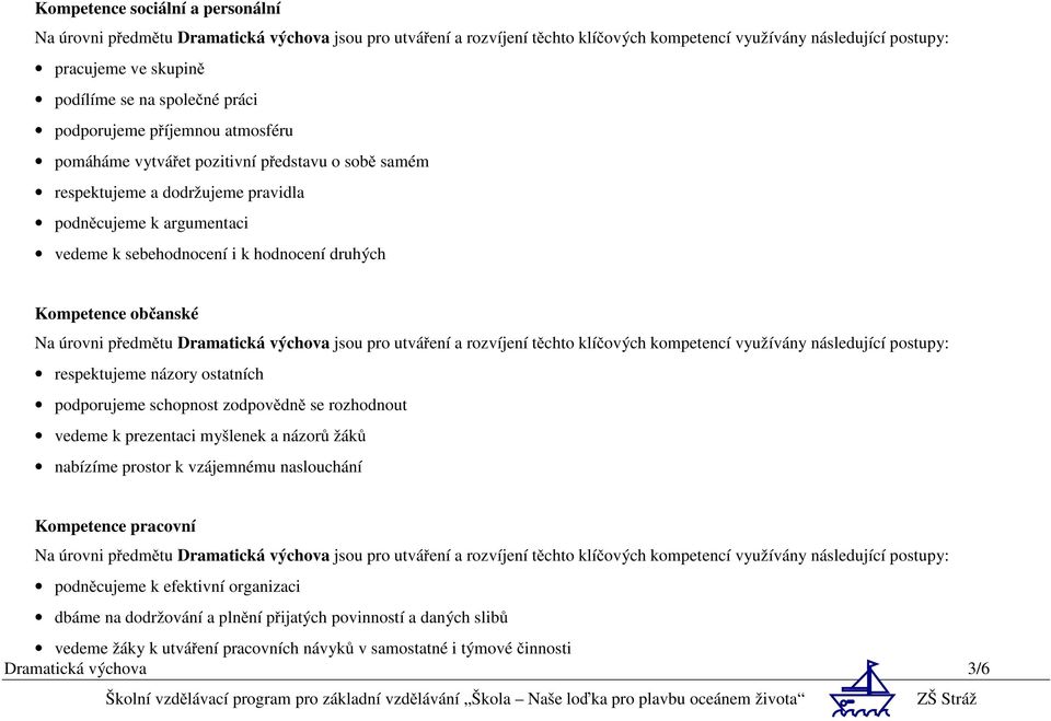 schopnost zodpovědně se rozhodnout vedeme k prezentaci myšlenek a názorů žáků nabízíme prostor k vzájemnému naslouchání Kompetence pracovní podněcujeme k efektivní