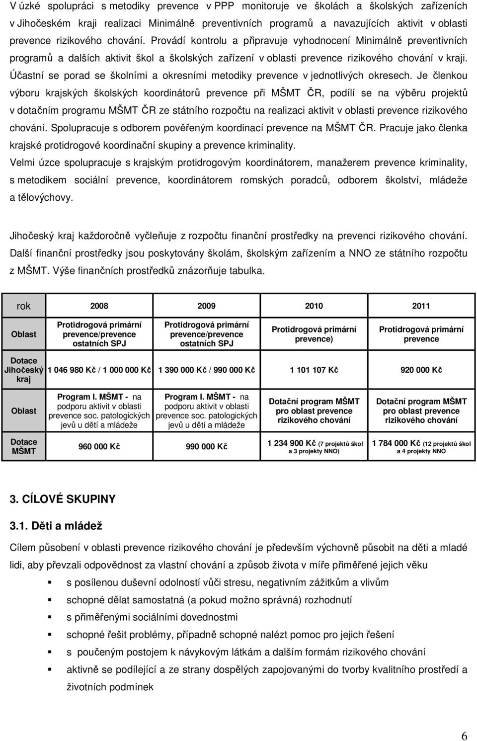 Účastní se porad se školními a okresními metodiky prevence v jednotlivých okresech.