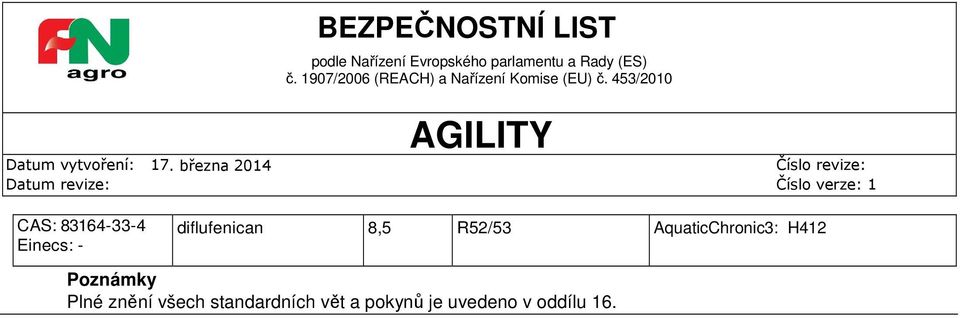 diflufenican 8,5 R52/53 AquaticChronic3: