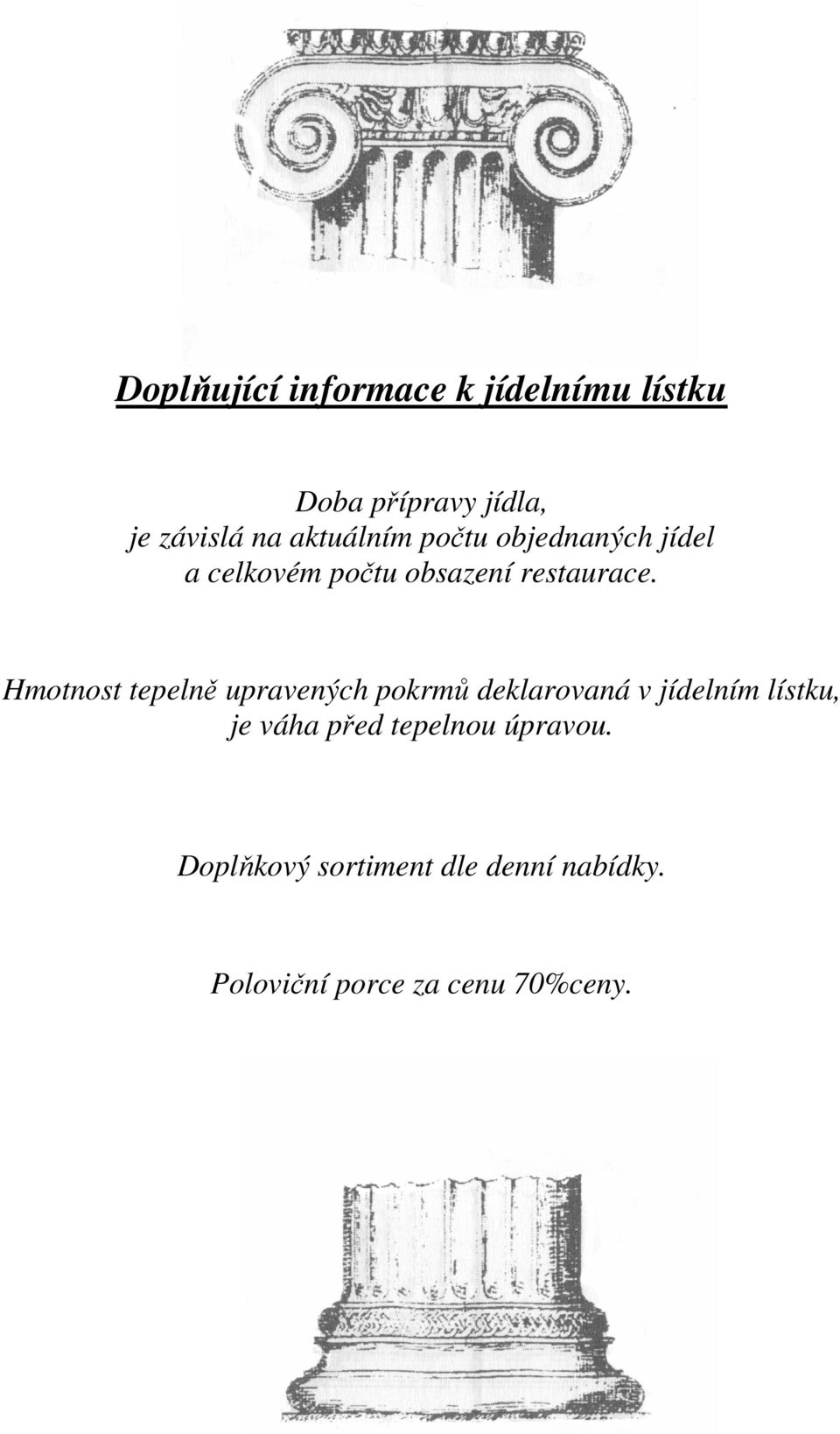 Hmotnost tepelně upravených pokrmů deklarovaná v jídelním lístku, je váha před