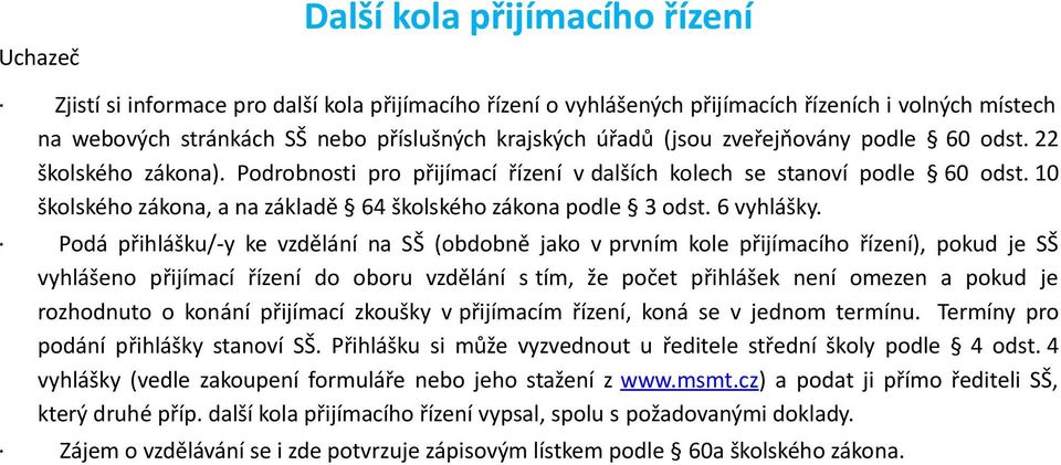 10 školského zákona, a na základě 64 školského zákona podle 3 odst. 6 vyhlášky.