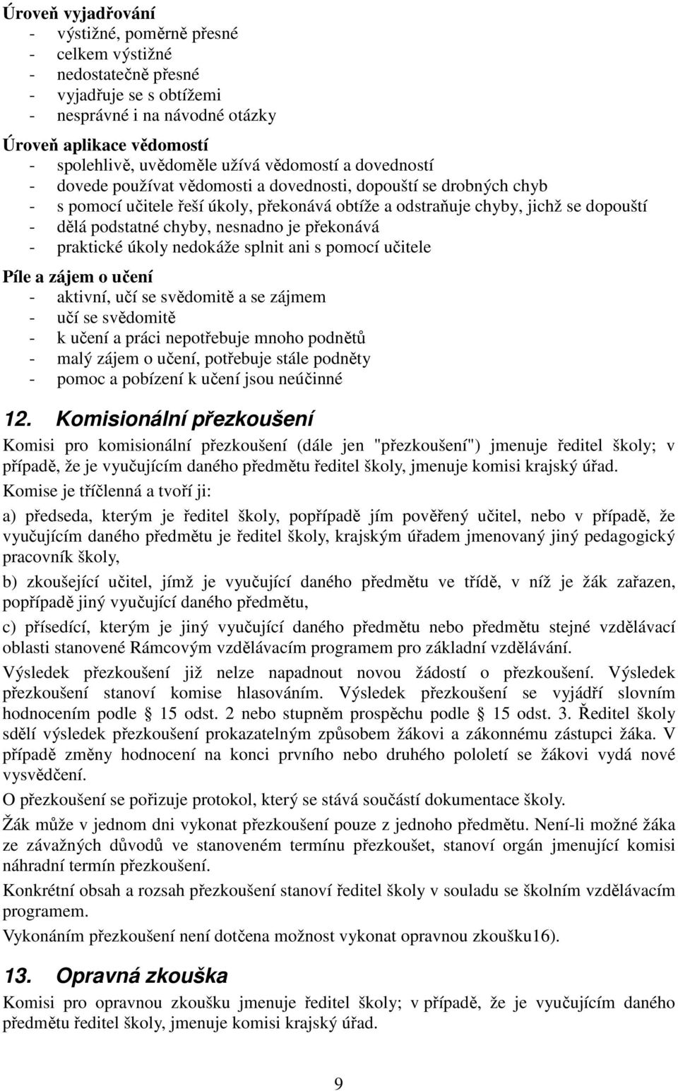 chyby, nesnadno je překonává - praktické úkoly nedokáže splnit ani s pomocí učitele Píle a zájem o učení - aktivní, učí se svědomitě a se zájmem - učí se svědomitě - k učení a práci nepotřebuje mnoho