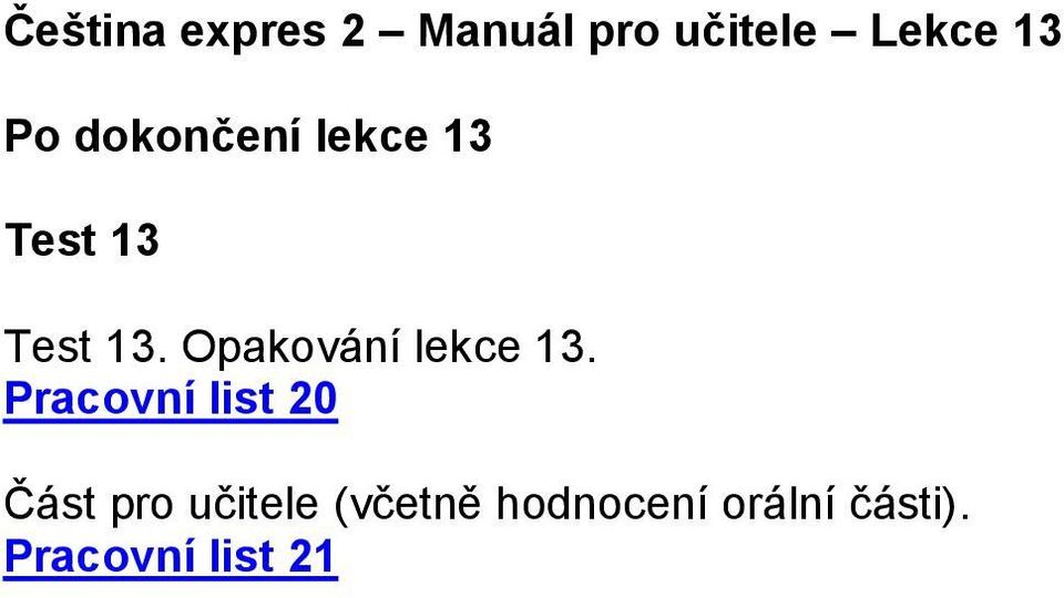 Pracovní list 20 Část pro učitele