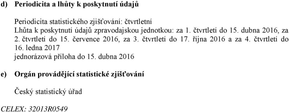 čtvrtletí do 15. července 2016, za 3. čtvrtletí do 17. října 2016 a za 4.