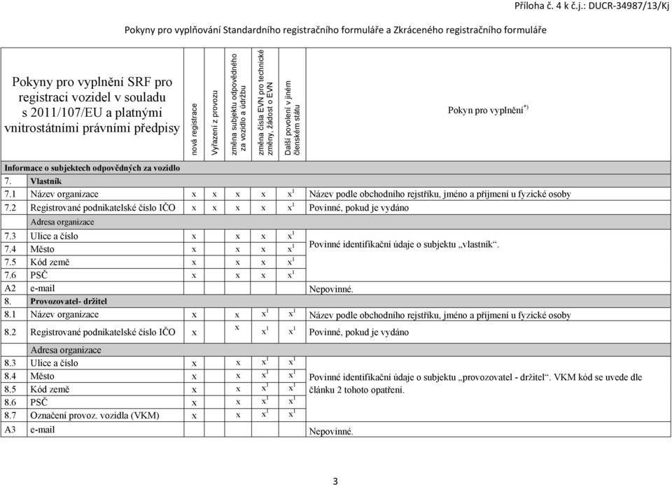 6 PSČ x x x x 1 A2 e-mail Nepovinné. 8. Provozovatel- držitel 8.1 Název organizace x x x 1 x 1 Název podle obchodního rejstříku, jméno a příjmení u fyzické osoby 8.