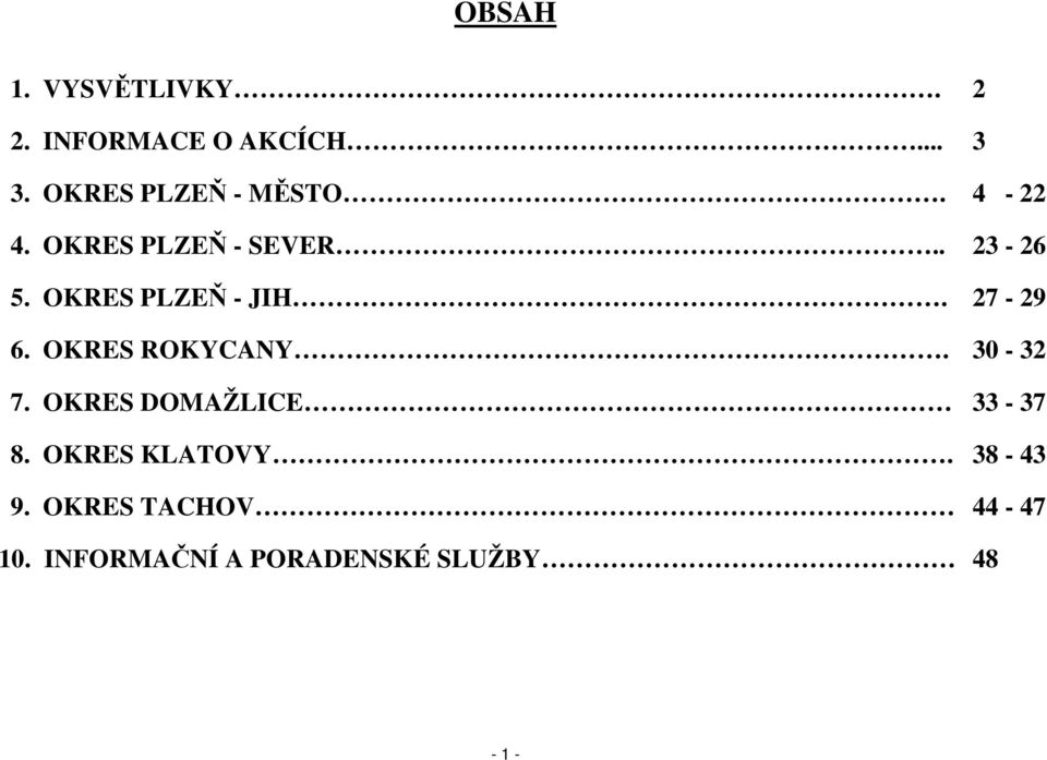 OKRES PLZEŇ - JIH. 27-29 6. OKRES ROKYCANY. 30-32 7.