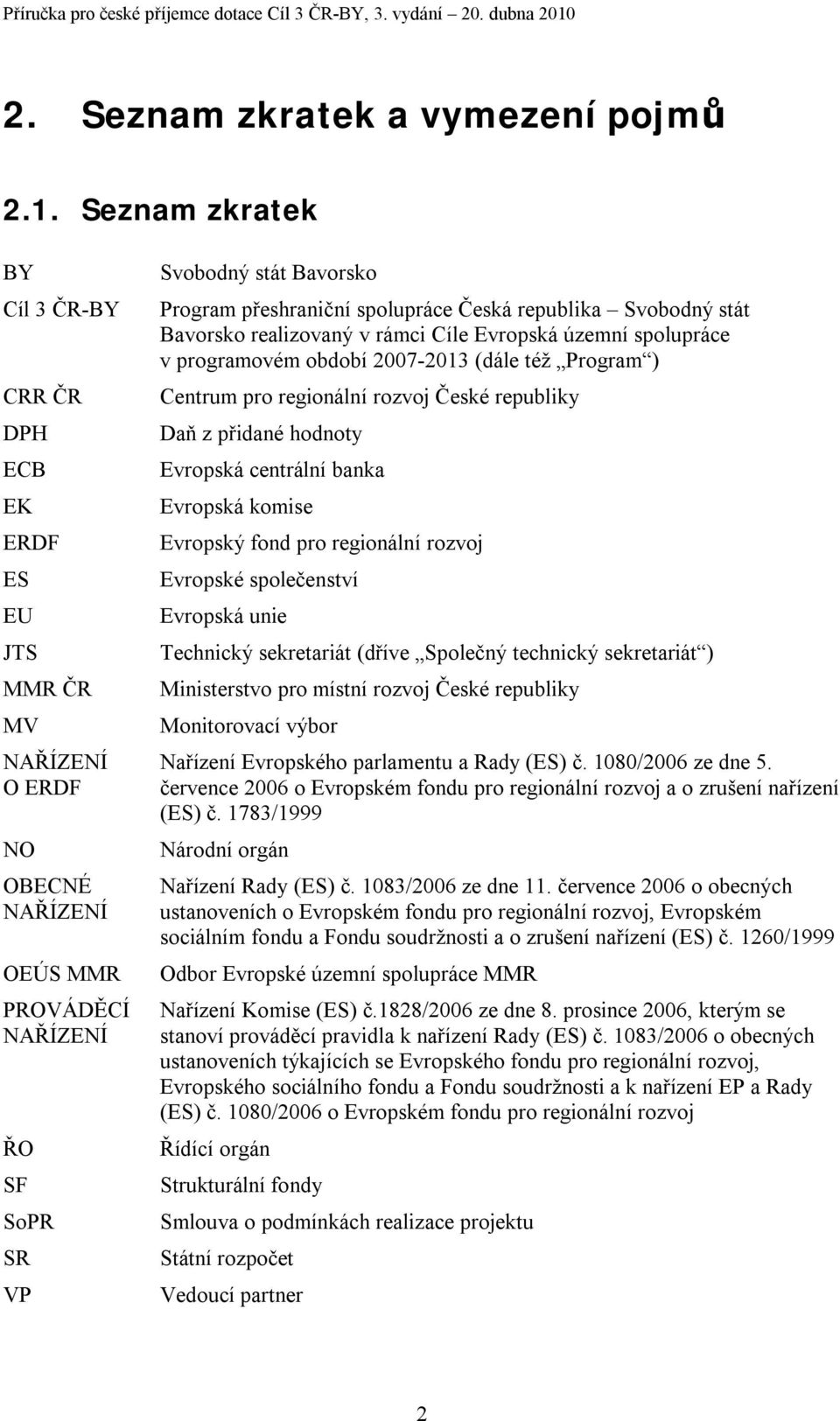 Evropská územní spolupráce v programovém období 2007-2013 (dále též Program ) Centrum pro regionální rozvoj České republiky Daň z přidané hodnoty Evropská centrální banka Evropská komise Evropský