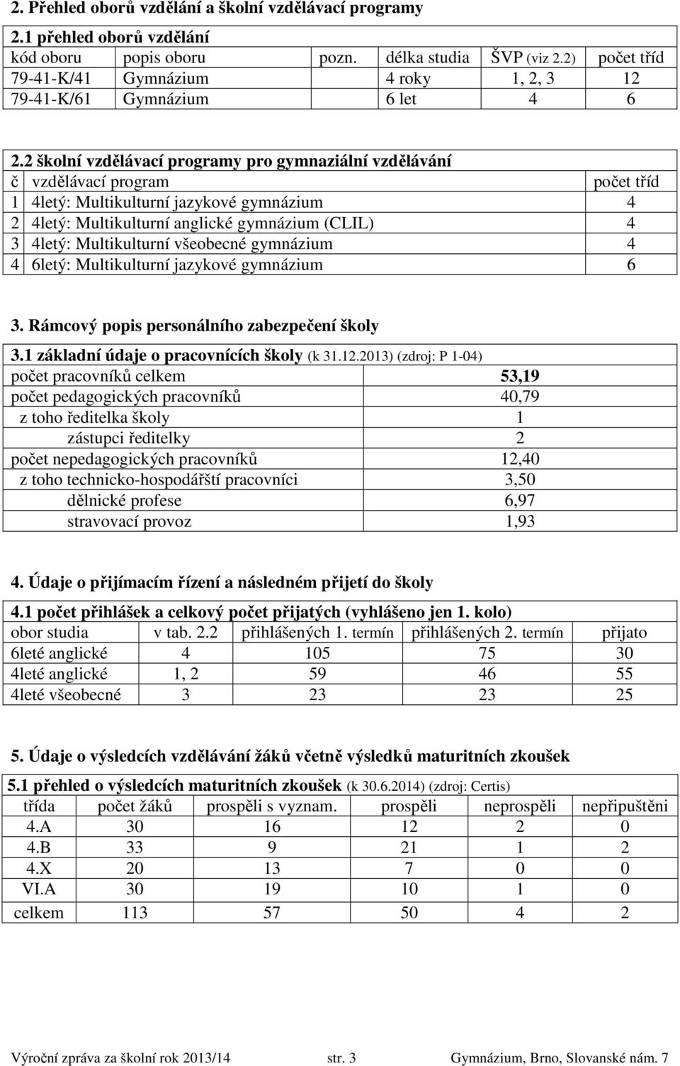 2 školní vzdělávací programy pro gymnaziální vzdělávání č vzdělávací program počet tříd 1 4letý: Multikulturní jazykové gymnázium 4 2 4letý: Multikulturní anglické gymnázium (CLIL) 4 3 4letý: