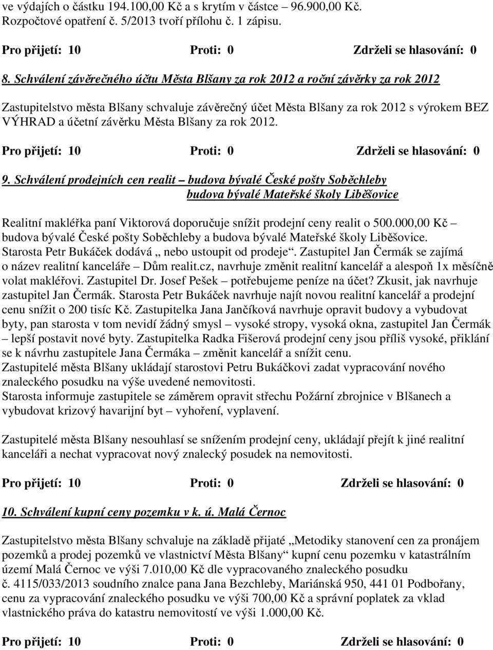 Města Blšany za rok 2012. 9.