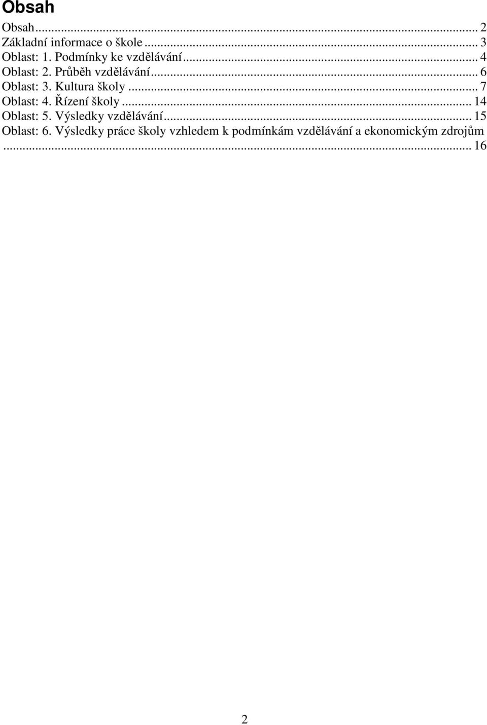Kultura školy... 7 Oblast: 4. Řízení školy... 14 Oblast: 5.