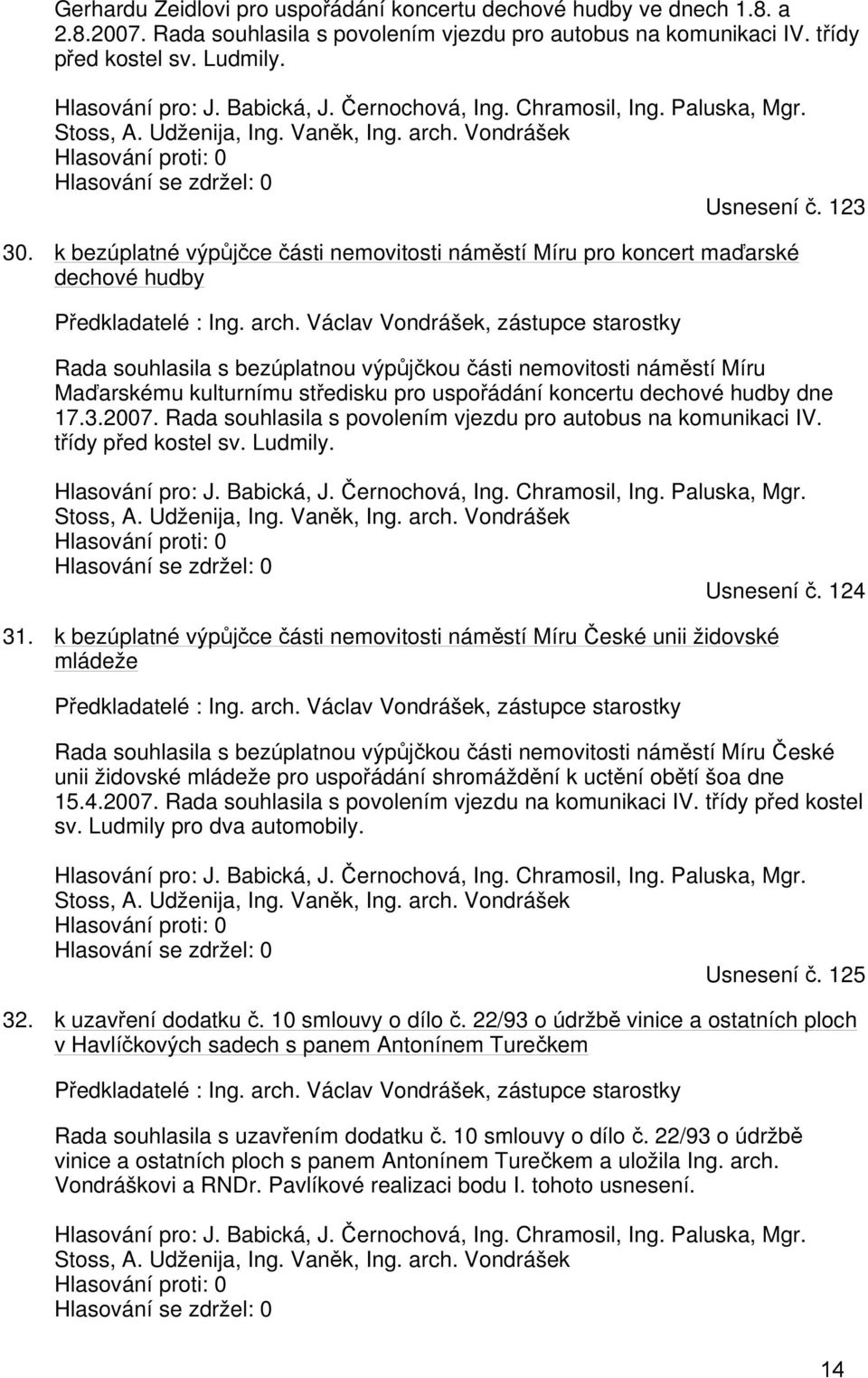 k bezúplatné výpůjčce části nemovitosti náměstí Míru pro koncert maďarské dechové hudby Předkladatelé : Ing. arch.