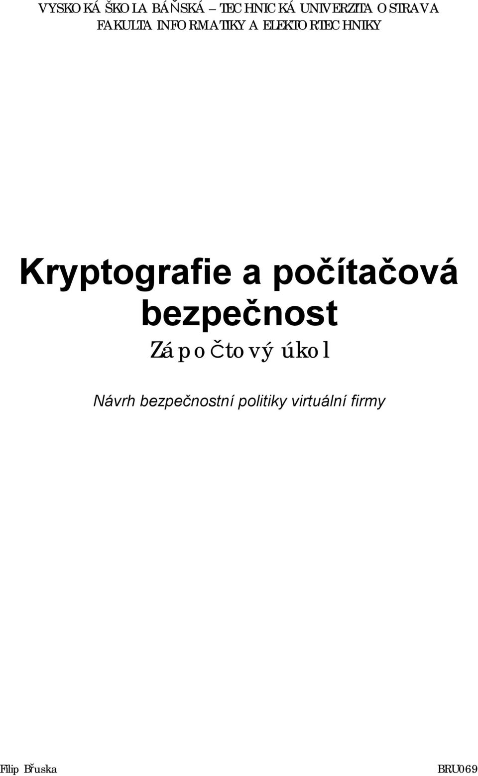 Kryptografie a počítačová bezpečnost