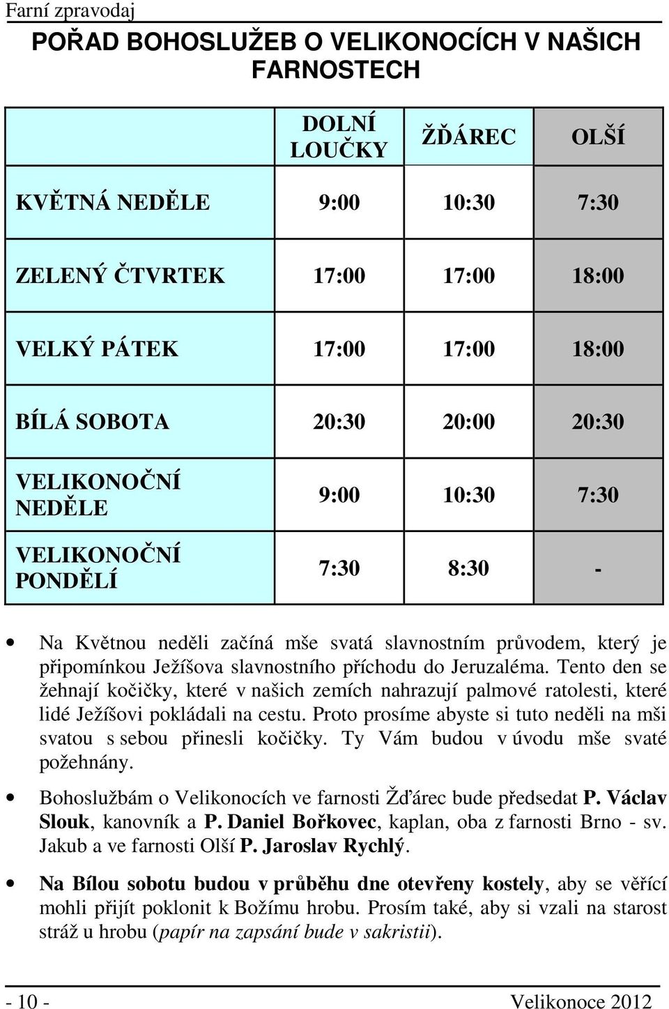 Tento den se žehnají kočičky, které v našich zemích nahrazují palmové ratolesti, které lidé Ježíšovi pokládali na cestu. Proto prosíme abyste si tuto neděli na mši svatou s sebou přinesli kočičky.