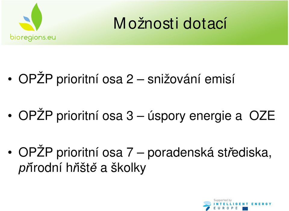 úspory energie a OZE OPŽP prioritní osa