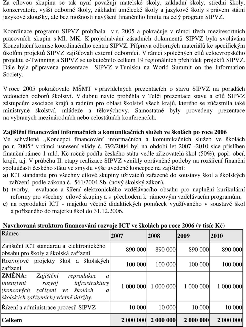 K projednávání zásadních dokumentů SIPVZ byla svolávána Konzultační komise koordinačního centra SIPVZ. Příprava odborných materiálů ke specifickým úkolům projektů SIPVZ zajišťovali eterní odborníci.