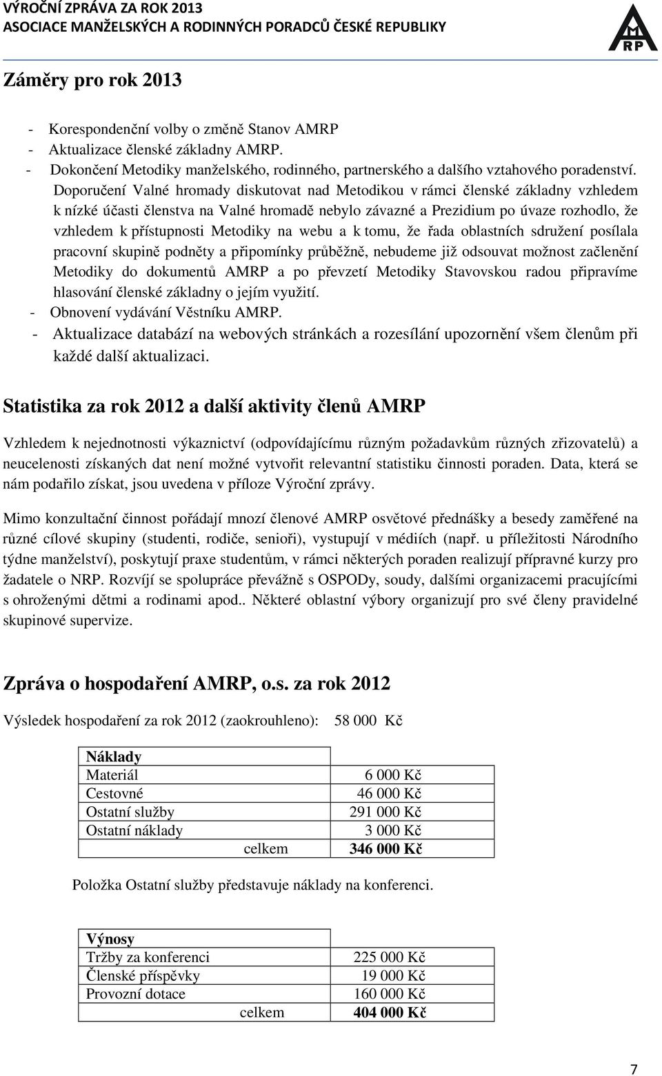 Metodiky na webu a k tomu, že řada oblastních sdružení posílala pracovní skupině podněty a připomínky průběžně, nebudeme již odsouvat možnost začlenění Metodiky do dokumentů AMRP a po převzetí