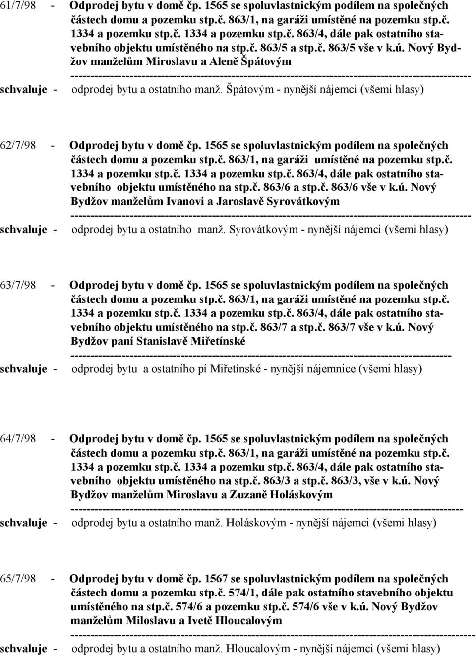 1565 se spoluvlastnickým podílem na společných objektu umístěného na stp.č. 863/6 a stp.č. 863/6 vše v k.ú.