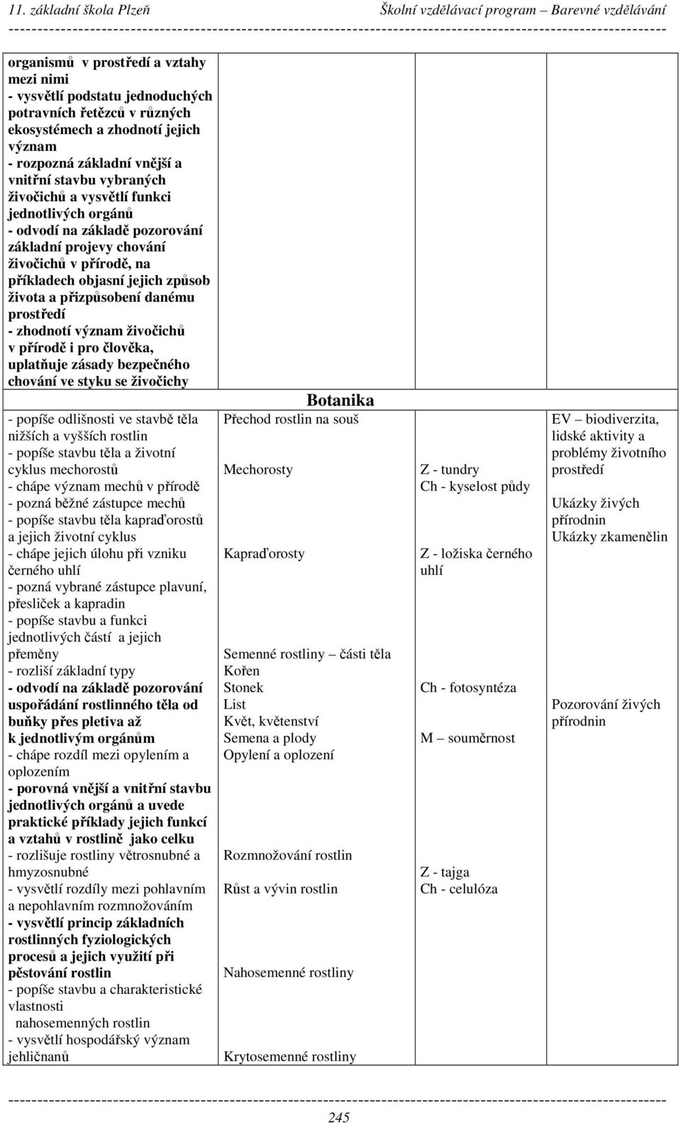 - zhodnotí význam živočichů v přírodě i pro člověka, uplatňuje zásady bezpečného chování ve styku se živočichy - popíše odlišnosti ve stavbě těla nižších a vyšších rostlin - popíše stavbu těla a