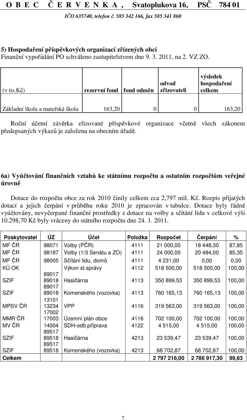 předepsaných výkazů je založena na obecním úřadě.