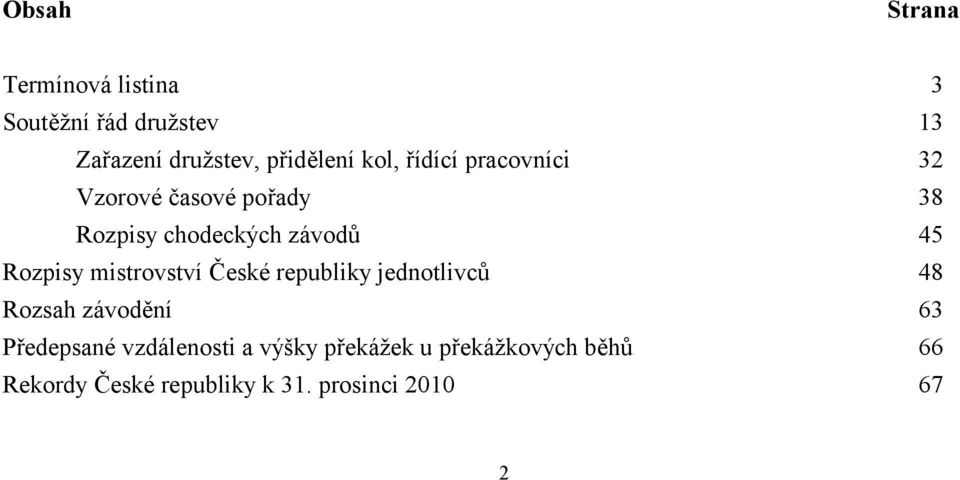 Rozpisy mistrovství České republiky jednotlivců 48 Rozsah závodění 63 Předepsané