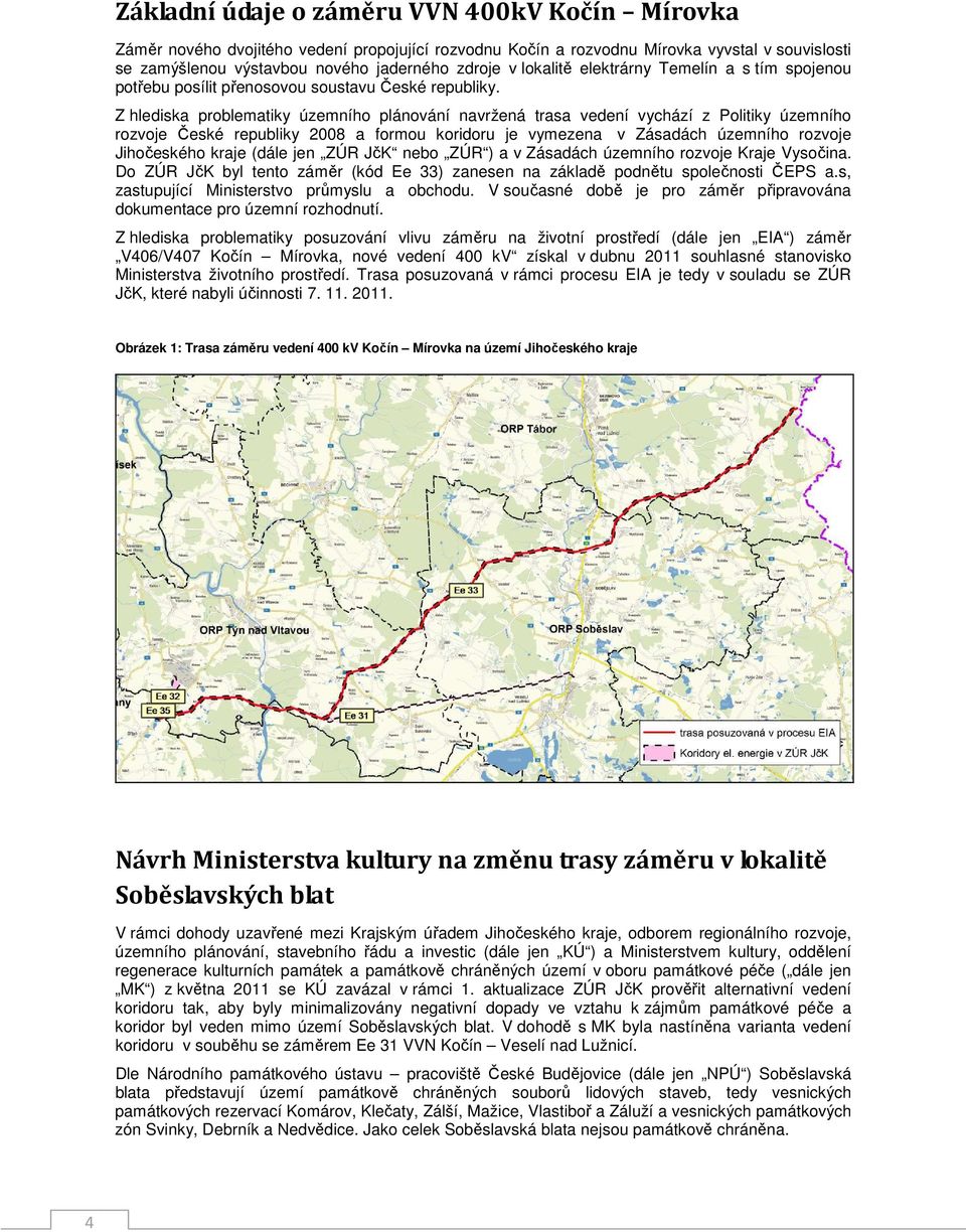 Z hlediska problematiky územního plánování navržená trasa vedení vychází z Politiky územního rozvoje České republiky 2008 a formou koridoru je vymezena v Zásadách územního rozvoje Jihočeského kraje