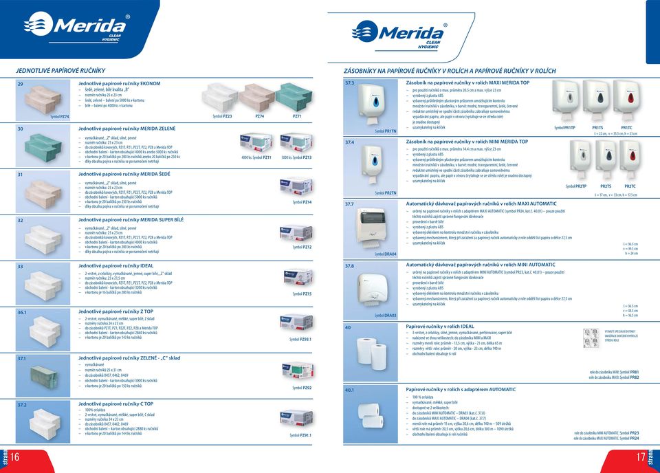 ručníky MERIDA ZELENÉ vymačkávané, Z sklad, silné, pevné rozměr ručníku: 25 x 23 cm do zásobníků kovových, PZ1T, PZ1, PZ2T, PZ2, PZ8 a Merida TOP obchodní balení - karton obsahující 4000 ks anebo
